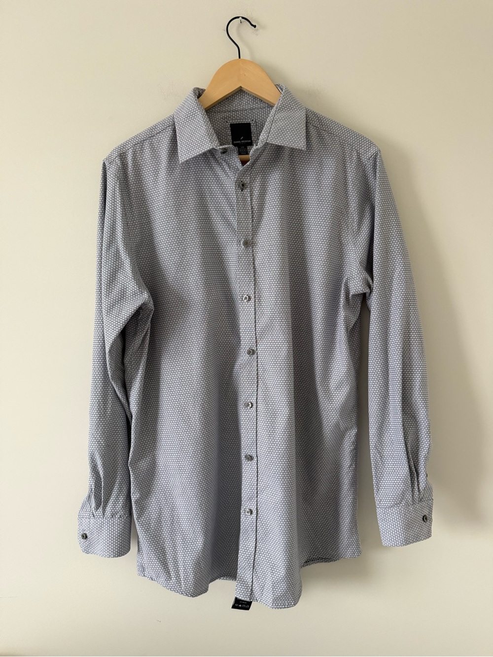 Daniel Hechter Gray Microdot Long Sleeve Dress Shirt 100% Cotton (size large)